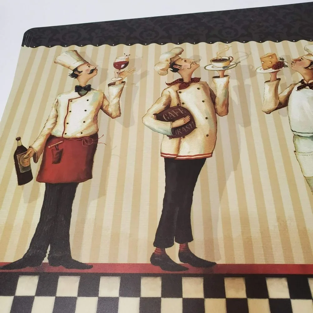 Fat Chef Placemats, Set of 4, Bistro Cook Mediterranean, Foam-backed Vinyl NWT
